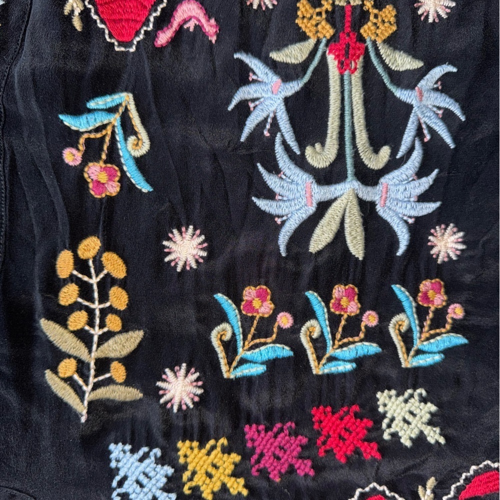 Johnny Was Silk Embroidered Boho Tunic Blouse Shacket Kimono - Picture 11 of 15